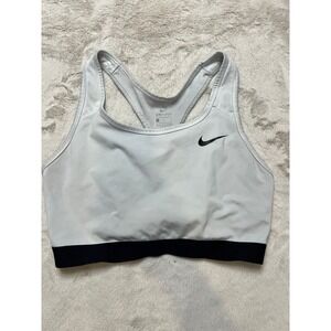 Nike Sports Bra Womens Large Grey Excellent Dri-FIT Racerback Swoosh Logo